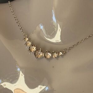 Elegant Stainless Steel Necklace with Clear Stones